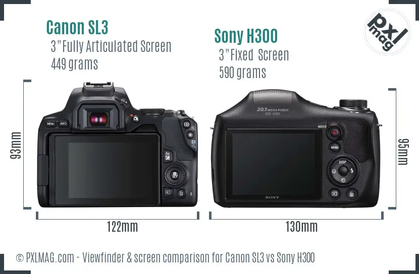 Canon SL3 vs Sony H300 Screen and Viewfinder comparison