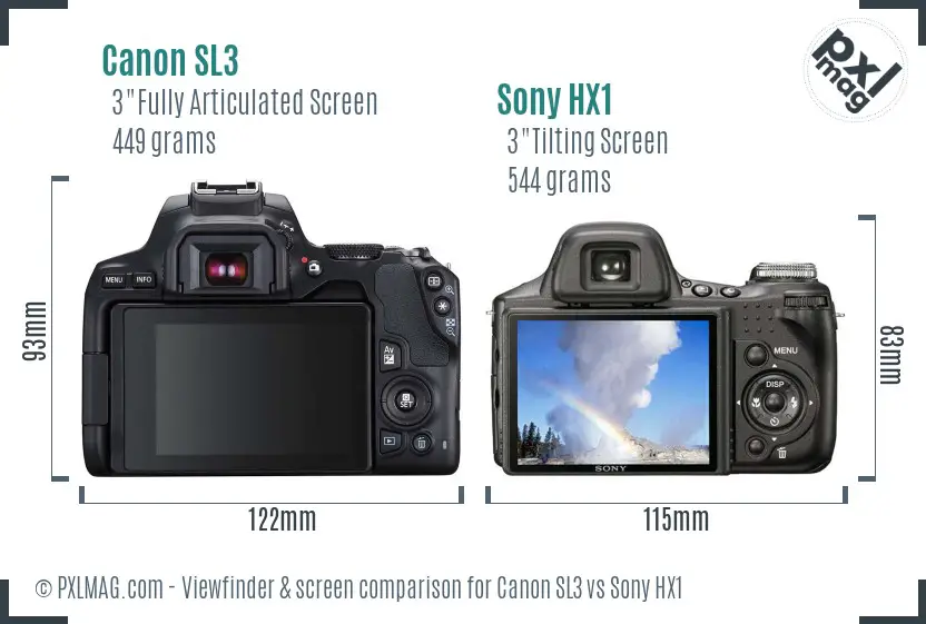 Canon SL3 vs Sony HX1 Screen and Viewfinder comparison