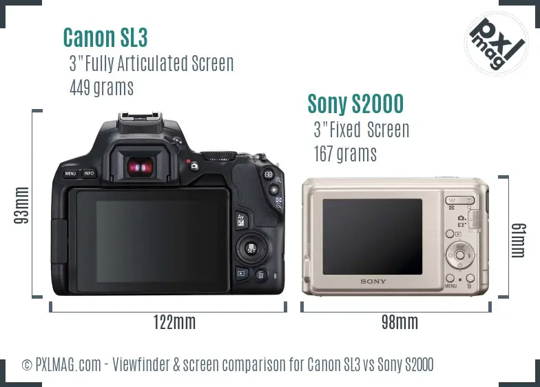 Canon SL3 vs Sony S2000 Screen and Viewfinder comparison