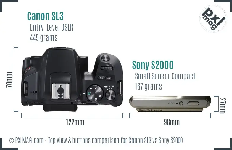 Canon SL3 vs Sony S2000 top view buttons comparison