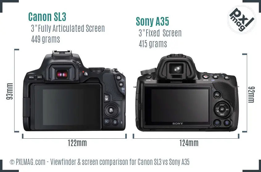 Canon SL3 vs Sony A35 Screen and Viewfinder comparison