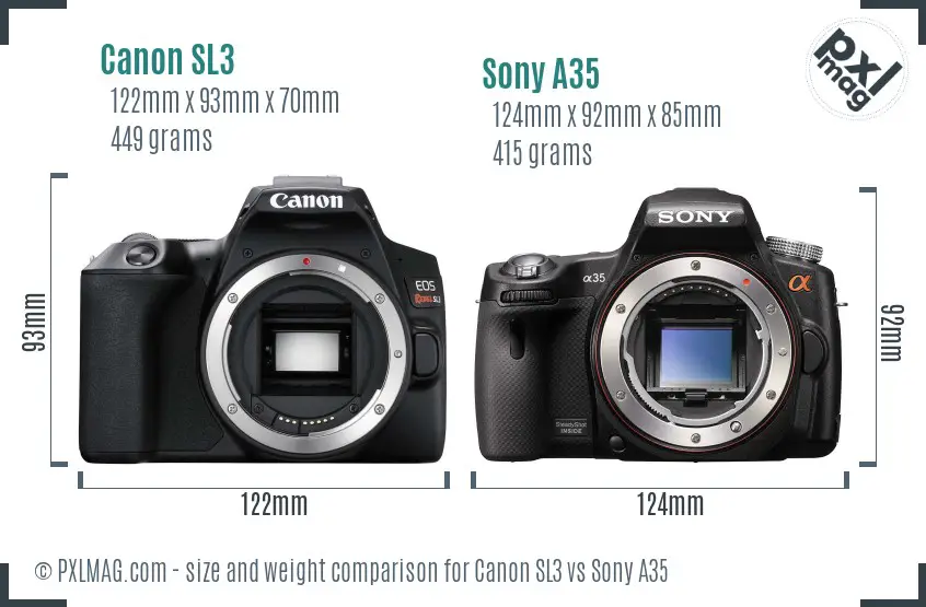 Canon SL3 vs Sony A35 size comparison