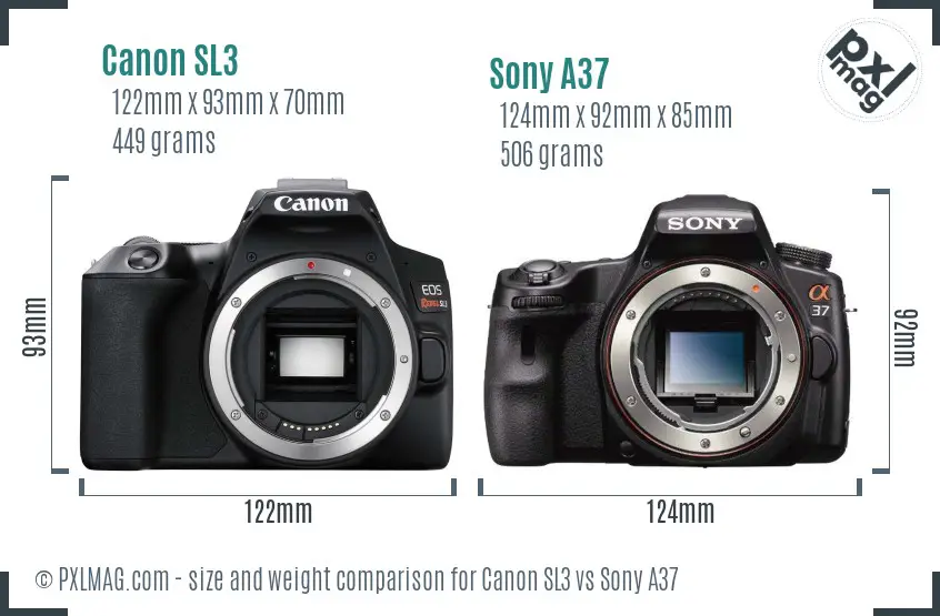 Canon SL3 vs Sony A37 size comparison