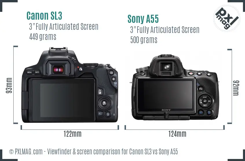Canon SL3 vs Sony A55 Screen and Viewfinder comparison