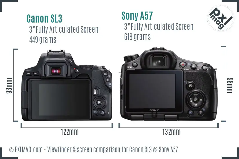 Canon SL3 vs Sony A57 Screen and Viewfinder comparison