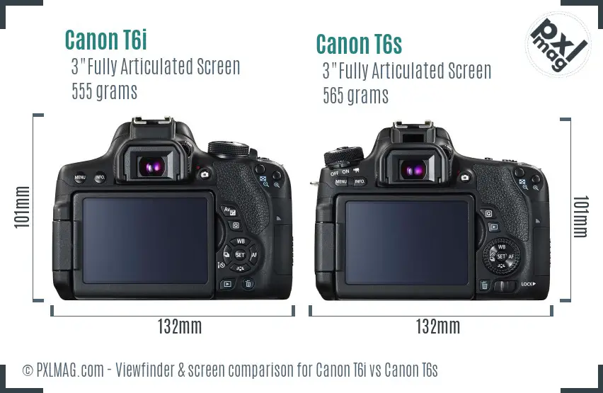 Canon T6i vs Canon T6s Screen and Viewfinder comparison