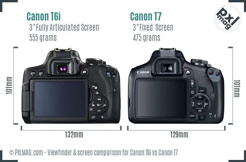 Canon T6i vs Canon T7 Screen and Viewfinder comparison