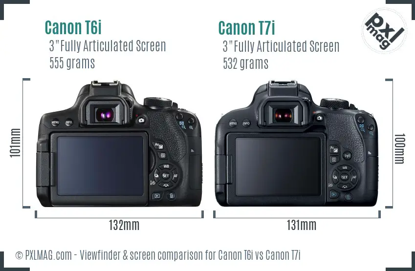 Canon T6i vs Canon T7i Screen and Viewfinder comparison