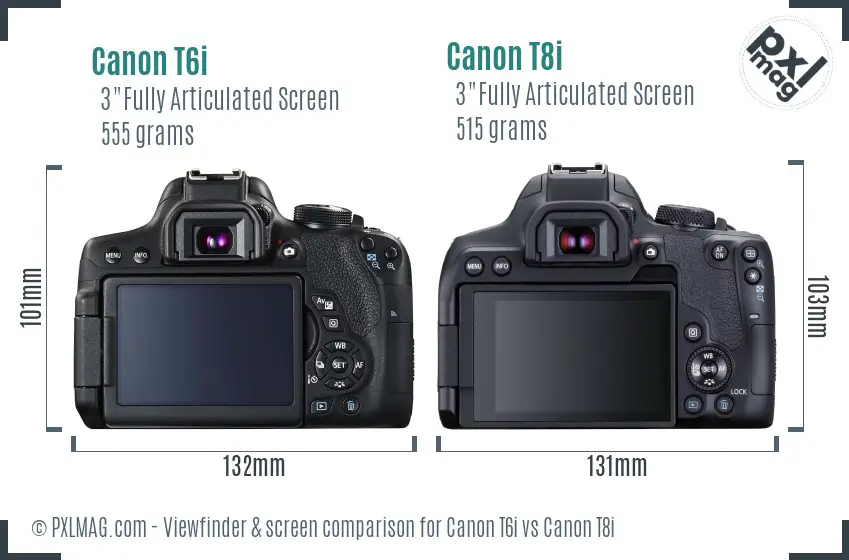 Canon T6i vs Canon T8i Screen and Viewfinder comparison
