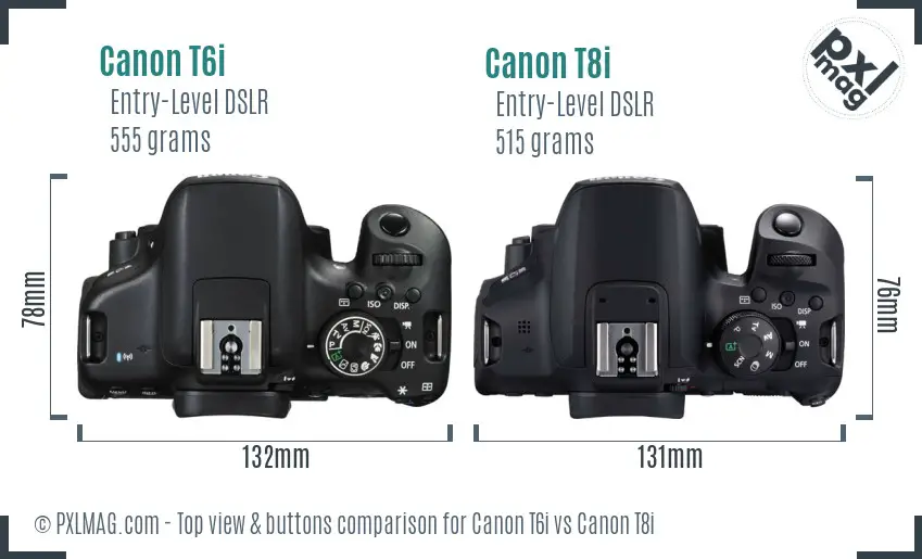 Canon T6i vs Canon T8i top view buttons comparison
