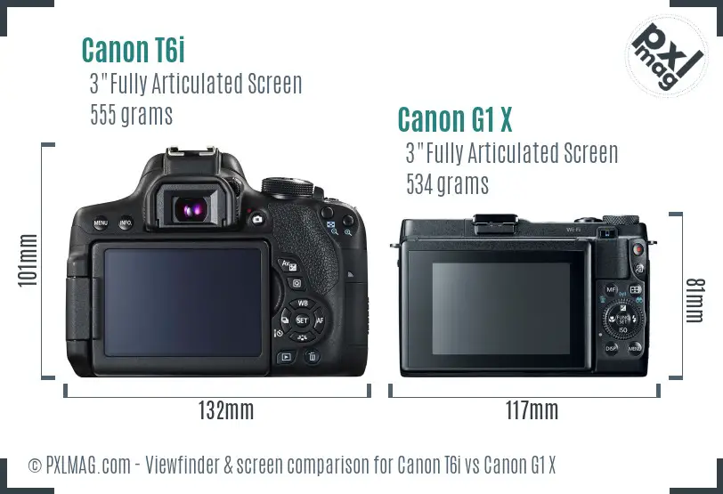 Canon T6i vs Canon G1 X Screen and Viewfinder comparison
