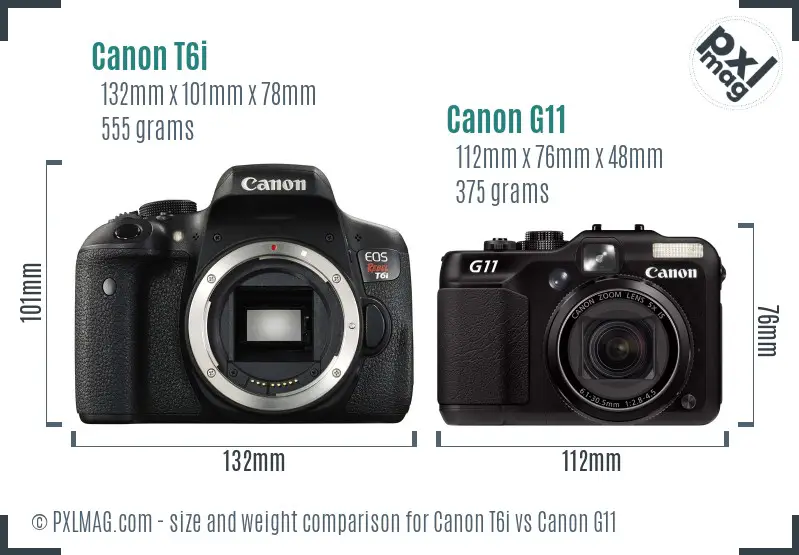 Canon T6i vs Canon G11 size comparison Canon T6i vs Canon G11 size comparison
