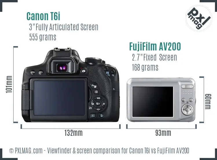 Canon T6i vs FujiFilm AV200 Screen and Viewfinder comparison Canon T6i vs FujiFilm AV200 Screen and Viewfinder comparison