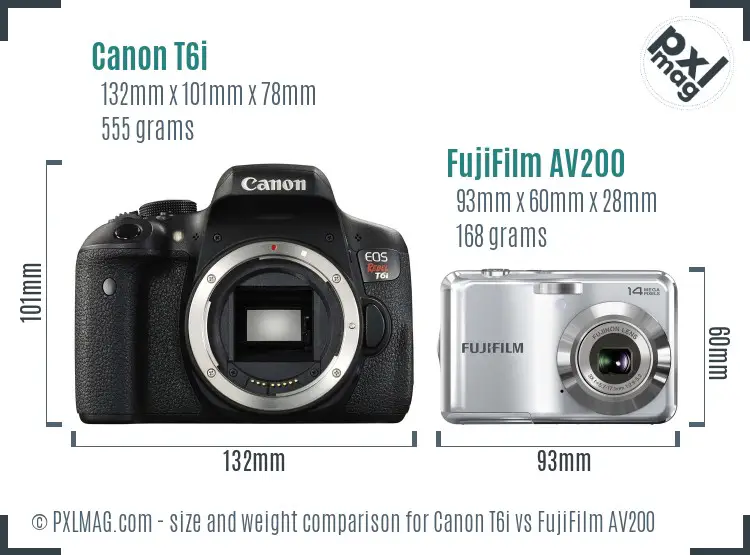 Canon T6i vs FujiFilm AV200 size comparison Canon T6i vs FujiFilm AV200 size comparison