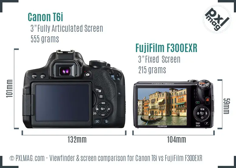 Canon T6i vs FujiFilm F300EXR Screen and Viewfinder comparison Canon T6i vs FujiFilm F300EXR Screen and Viewfinder comparison