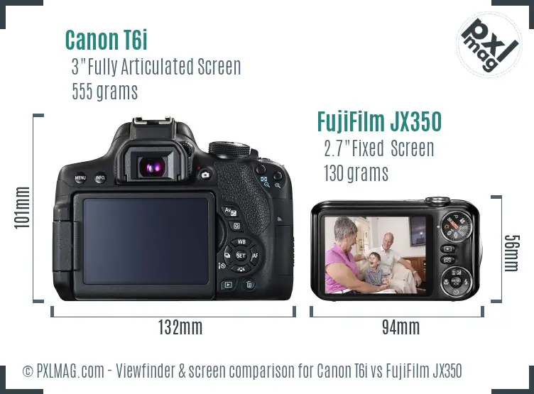 Canon T6i vs FujiFilm JX350 Screen and Viewfinder comparison