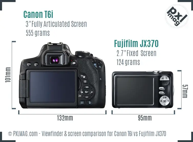 Canon T6i vs Fujifilm JX370 Screen and Viewfinder comparison