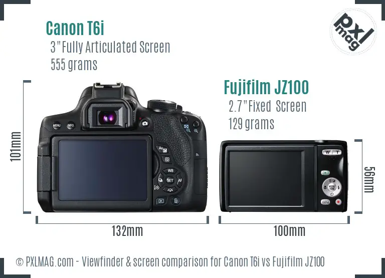 Canon T6i vs Fujifilm JZ100 Screen and Viewfinder comparison