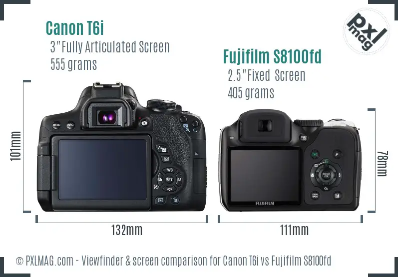 Canon T6i vs Fujifilm S8100fd Screen and Viewfinder comparison Canon T6i vs Fujifilm S8100fd Screen and Viewfinder comparison