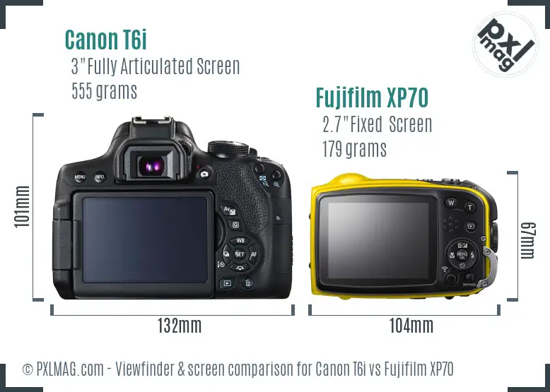 Canon T6i vs Fujifilm XP70 Screen and Viewfinder comparison Canon T6i vs Fujifilm XP70 Screen and Viewfinder comparison