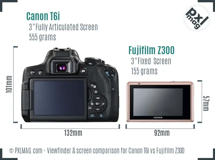 Canon T6i vs Fujifilm Z300 Screen and Viewfinder comparison Canon T6i vs Fujifilm Z300 Screen and Viewfinder comparison