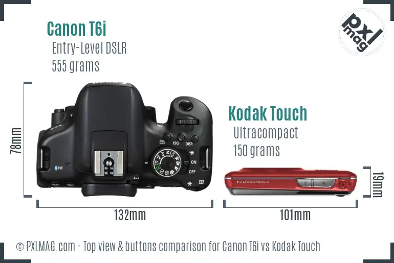 Canon T6i vs Kodak Touch top view buttons comparison