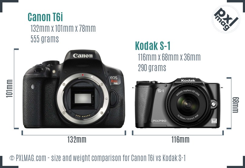 Canon T6i vs Kodak S-1 size comparison