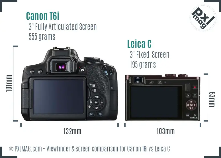 Canon T6i vs Leica C Screen and Viewfinder comparison