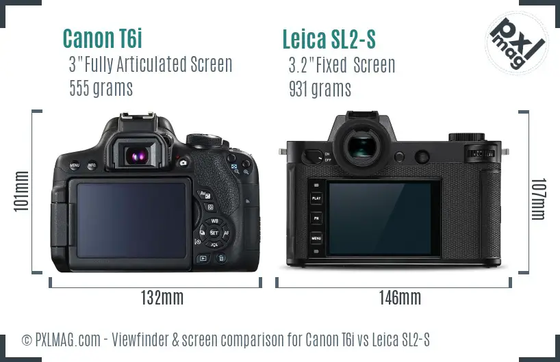 Canon T6i vs Leica SL2-S Screen and Viewfinder comparison
