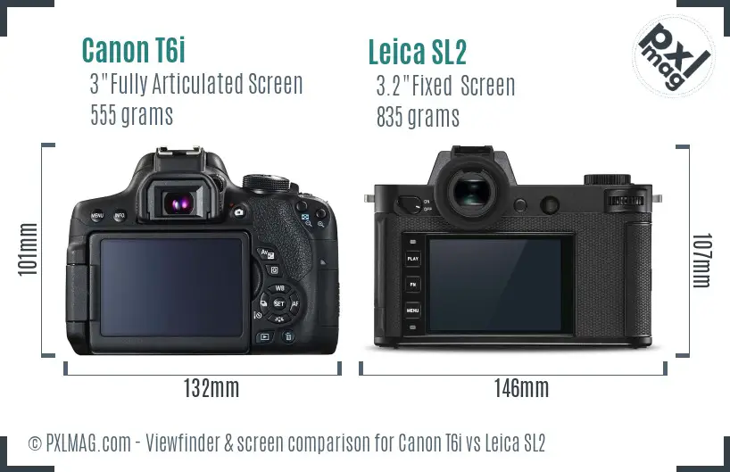 Canon T6i vs Leica SL2 Screen and Viewfinder comparison Canon T6i vs Leica SL2 Screen and Viewfinder comparison