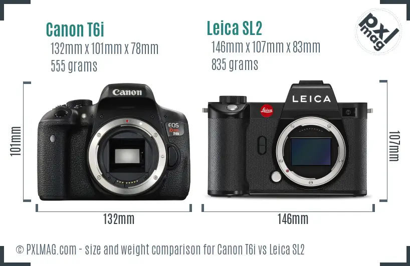 Canon T6i vs Leica SL2 size comparison Canon T6i vs Leica SL2 size comparison