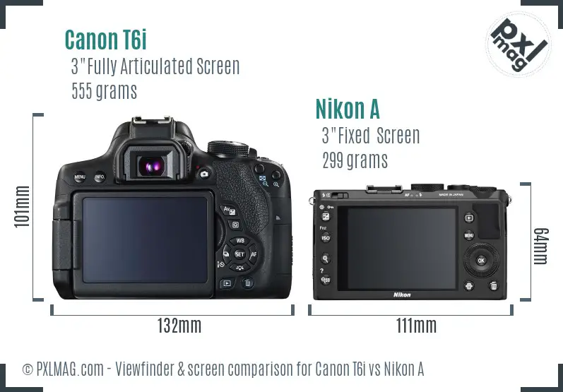 Canon T6i vs Nikon A Screen and Viewfinder comparison Canon T6i vs Nikon A Screen and Viewfinder comparison