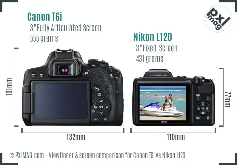 Canon T6i vs Nikon L120 Screen and Viewfinder comparison Canon T6i vs Nikon L120 Screen and Viewfinder comparison