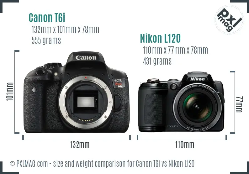 Canon T6i vs Nikon L120 size comparison Canon T6i vs Nikon L120 size comparison