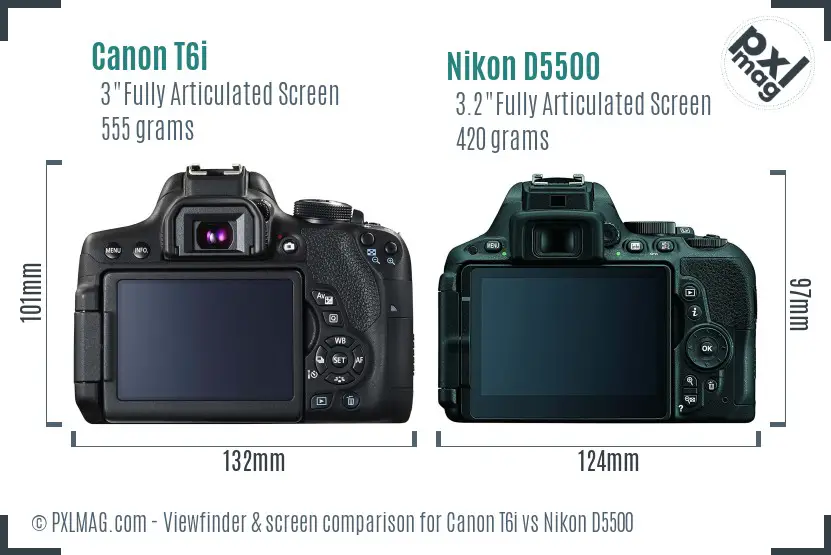 Canon T6i vs Nikon D5500 Screen and Viewfinder comparison