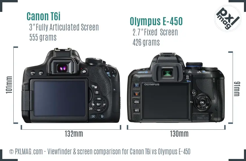 Canon T6i vs Olympus E-450 Screen and Viewfinder comparison