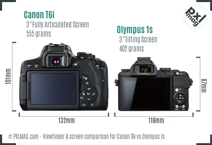 Canon T6i vs Olympus 1s Screen and Viewfinder comparison