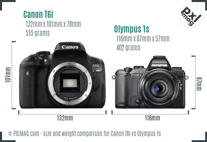 Canon T6i vs Olympus 1s size comparison