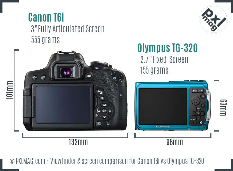 Canon T6i vs Olympus TG-320 Screen and Viewfinder comparison