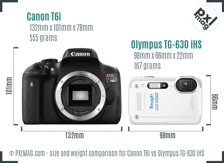 Canon T6i vs Olympus TG-630 iHS size comparison Canon T6i vs Olympus TG-630 iHS size comparison