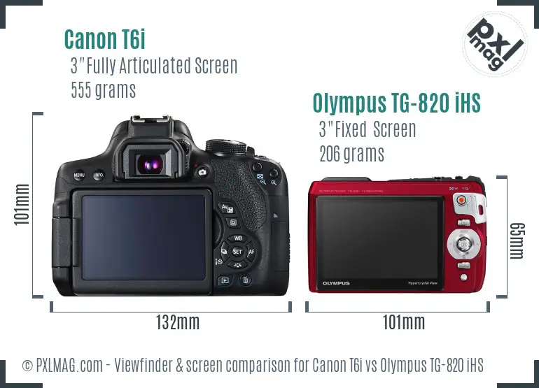 Canon T6i vs Olympus TG-820 iHS Screen and Viewfinder comparison Canon T6i vs Olympus TG-820 iHS Screen and Viewfinder comparison
