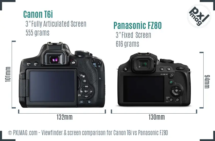 Canon T6i vs Panasonic FZ80 Screen and Viewfinder comparison Canon T6i vs Panasonic FZ80 Screen and Viewfinder comparison