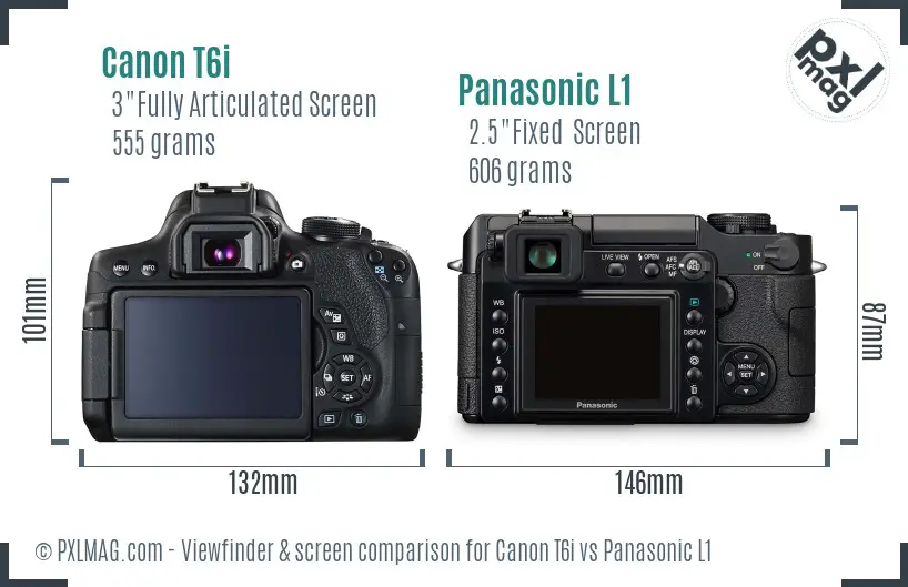 Canon T6i vs Panasonic L1 Screen and Viewfinder comparison