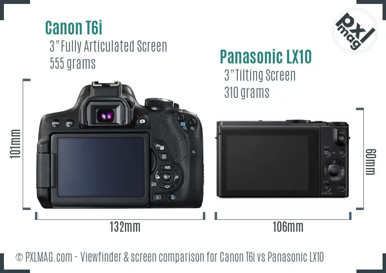 Canon T6i vs Panasonic LX10 Screen and Viewfinder comparison Canon T6i vs Panasonic LX10 Screen and Viewfinder comparison