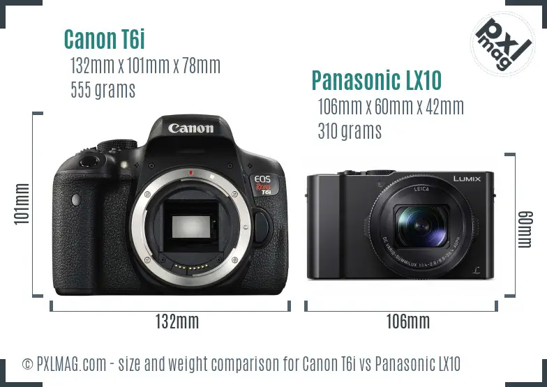 Canon T6i vs Panasonic LX10 size comparison Canon T6i vs Panasonic LX10 size comparison