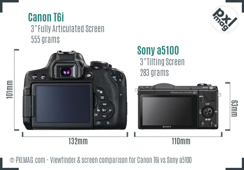 Canon T6i vs Sony a5100 Screen and Viewfinder comparison Canon T6i vs Sony a5100 Screen and Viewfinder comparison