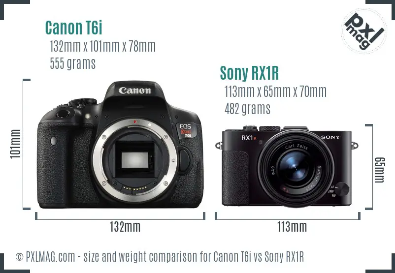 Canon T6i vs Sony RX1R size comparison