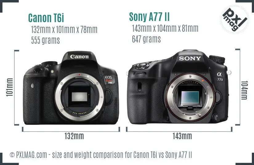 Canon T6i vs Sony A77 II size comparison Canon T6i vs Sony A77 II size comparison