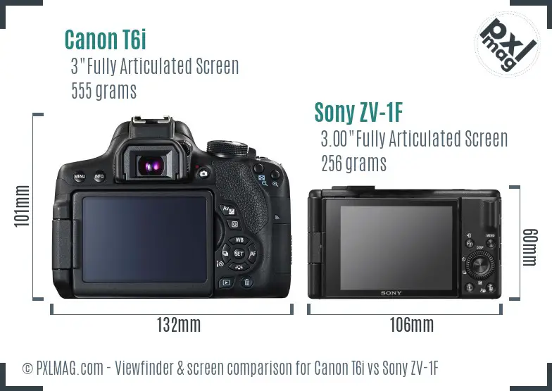 Canon T6i vs Sony ZV-1F Screen and Viewfinder comparison Canon T6i vs Sony ZV-1F Screen and Viewfinder comparison