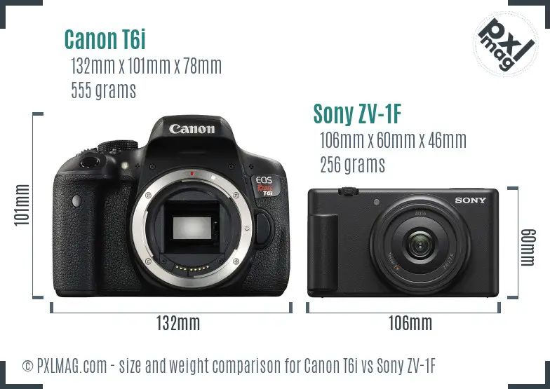 Canon T6i vs Sony ZV-1F size comparison Canon T6i vs Sony ZV-1F size comparison
